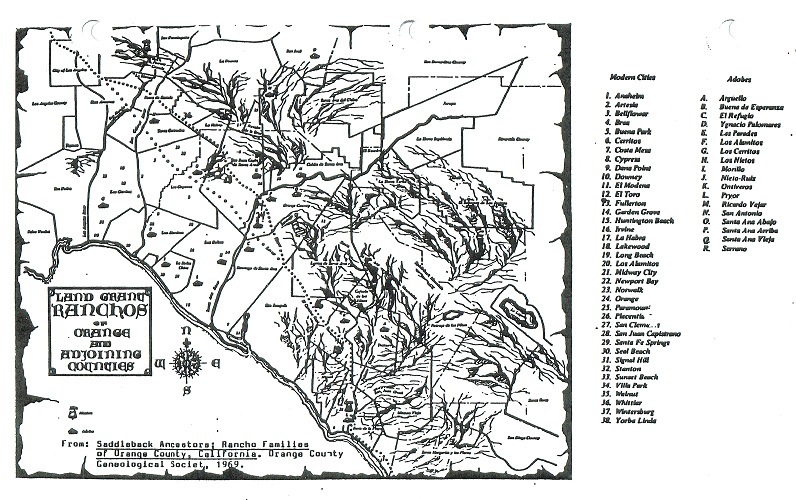 Map of Orange County Ranchos